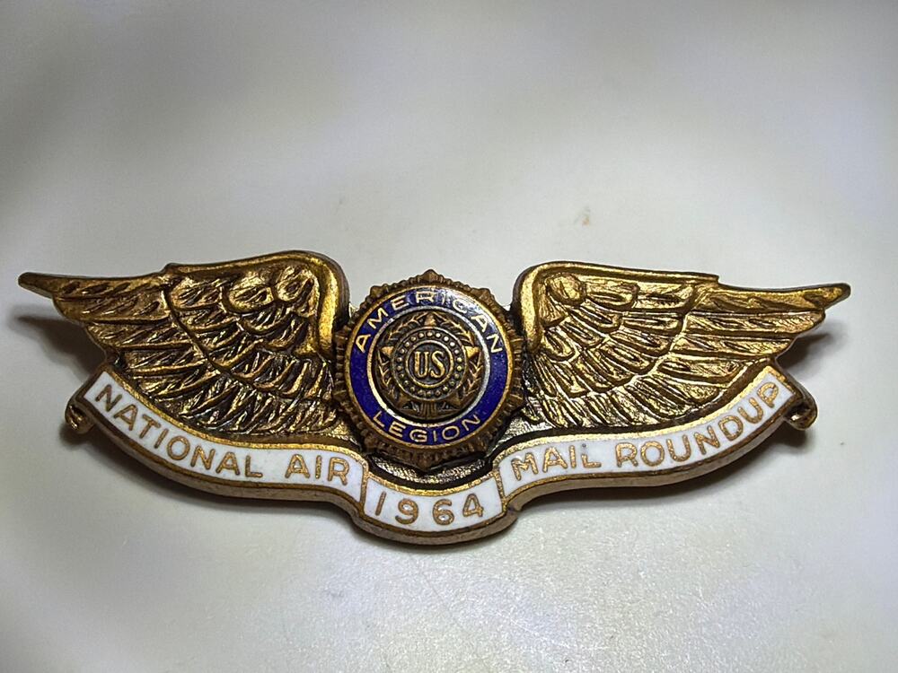 1964 American Legion National Air Mail Roundup Wings Enamel Pin Badge Vintage